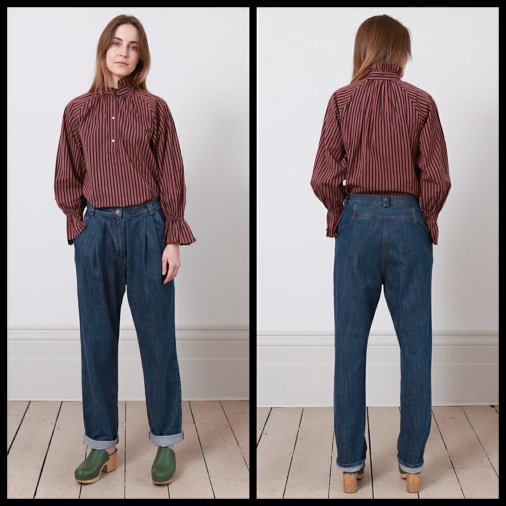 💕RACHEL COMEY💕 Axis Pant Pleated Jeans High Rise ~ 8 Indigo Bantam Blue NWOT